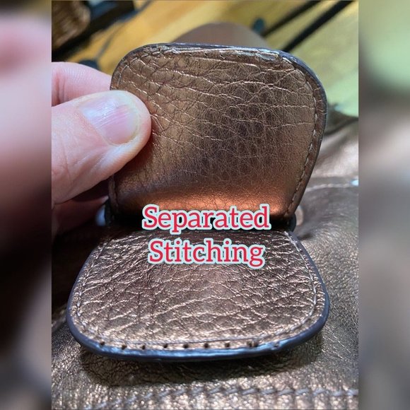 Vintage B. Makowsky leather MCM Grunge, Boho Bronze Shoulder Bag - A73885 - Picture 9 of 9